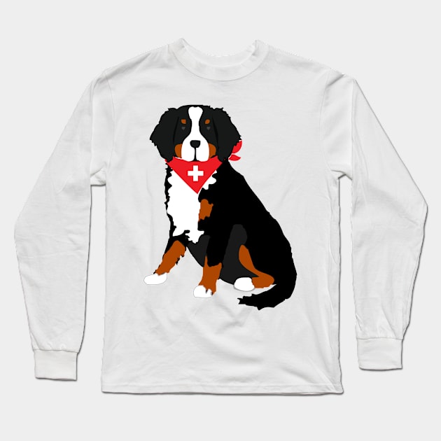 Bernese Mountain Dog Swiss Cross Long Sleeve T-Shirt by emrdesigns